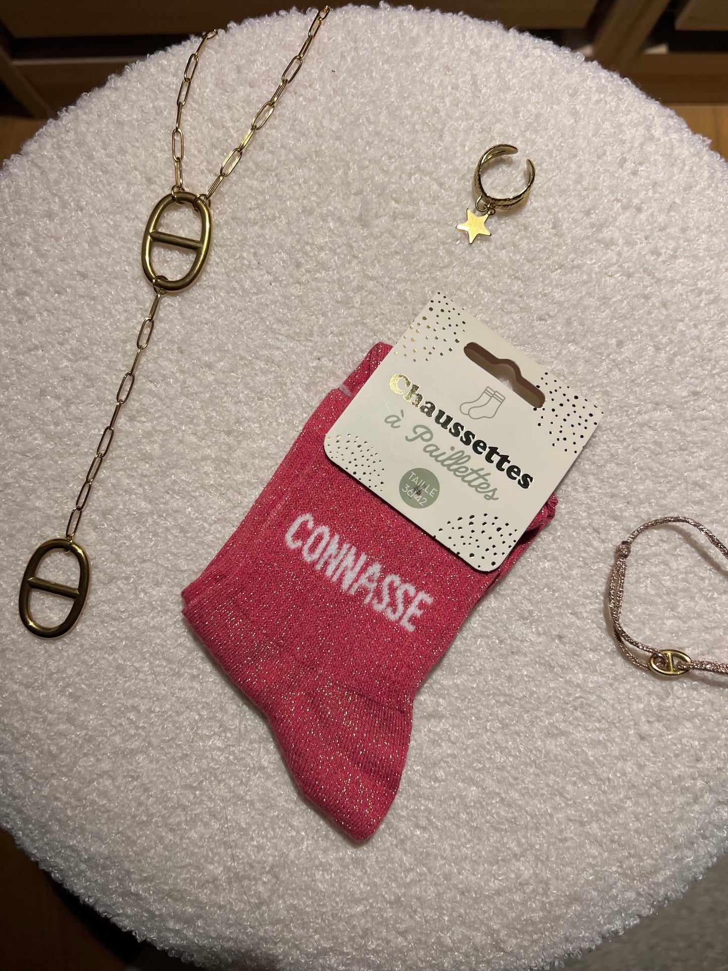 Chaussettes à paillettes « CONNASSE »