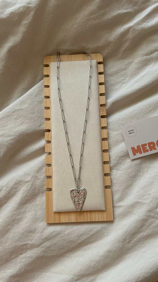 Sautoir coeur argenté