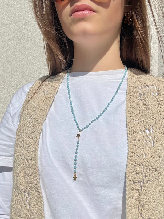 Collier chaine perlée en Y