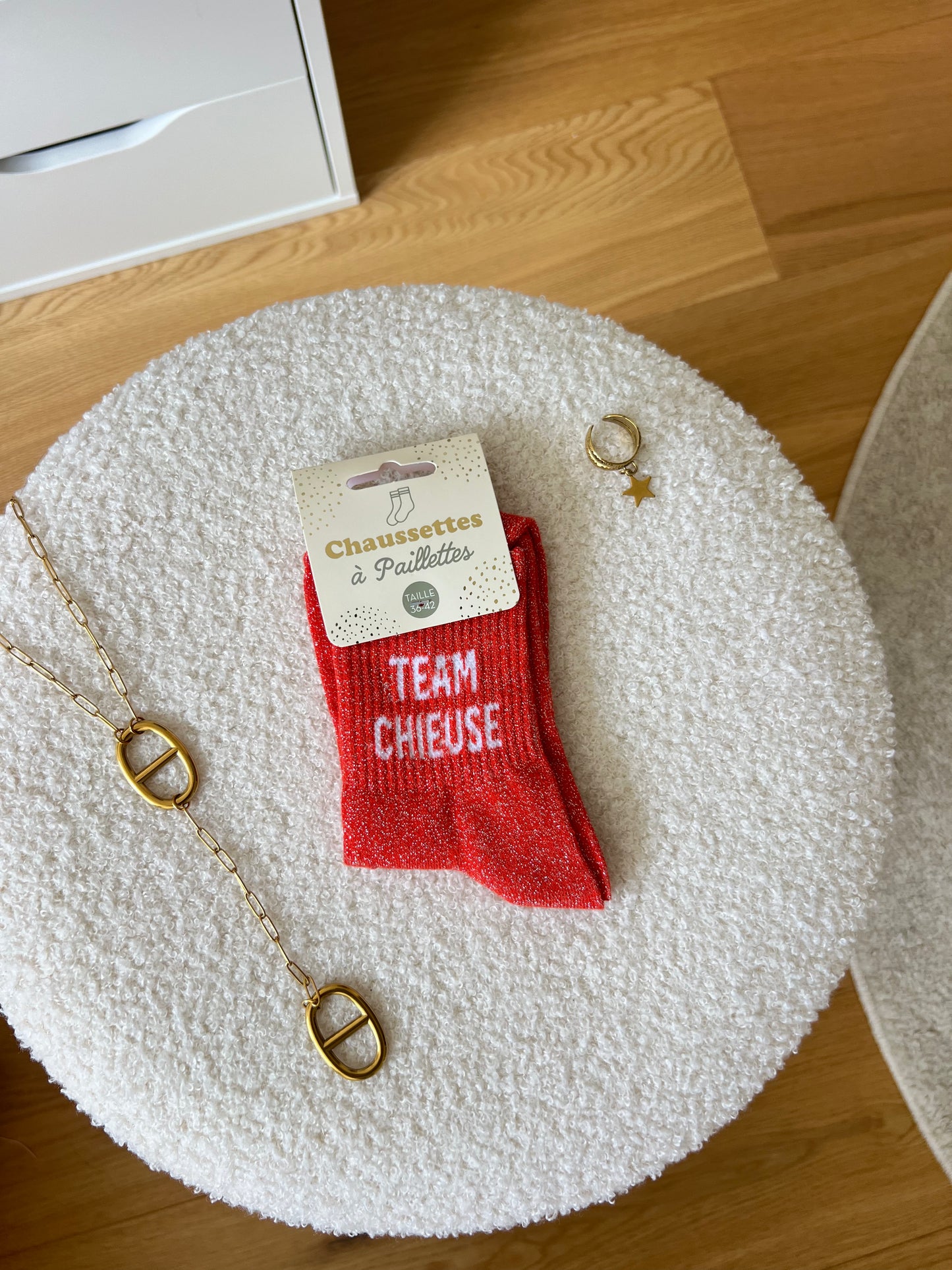 Chaussettes à paillettes «TEAM CHIEUSE »