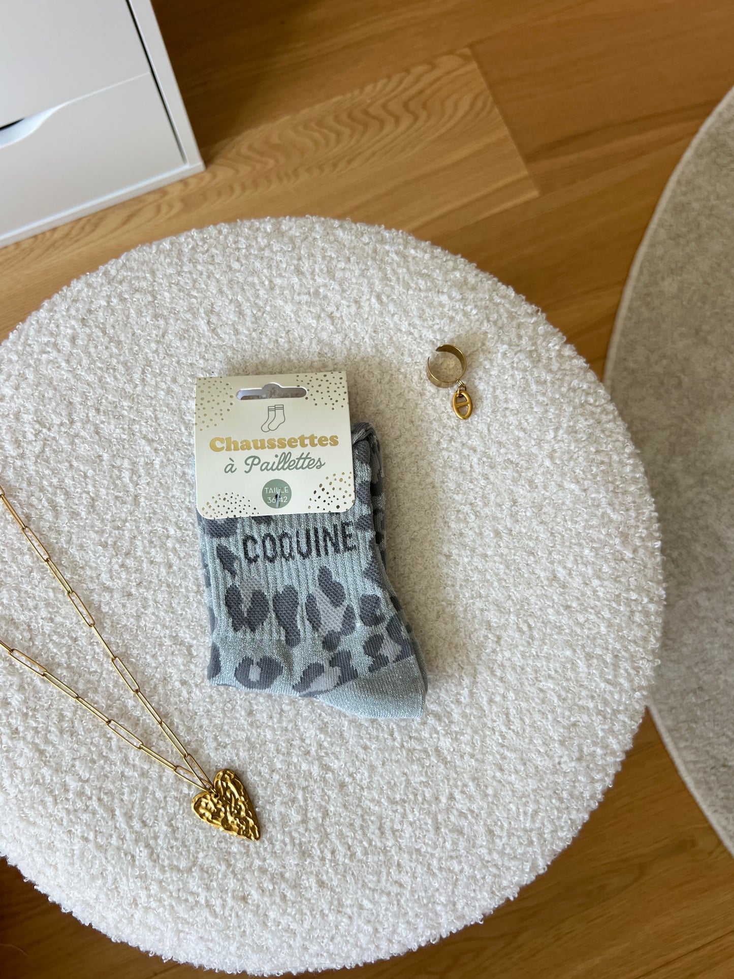 Chaussettes à paillettes « COQUINE » léopard