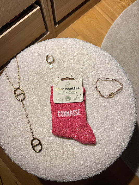 Chaussettes à paillettes « CONNASSE »