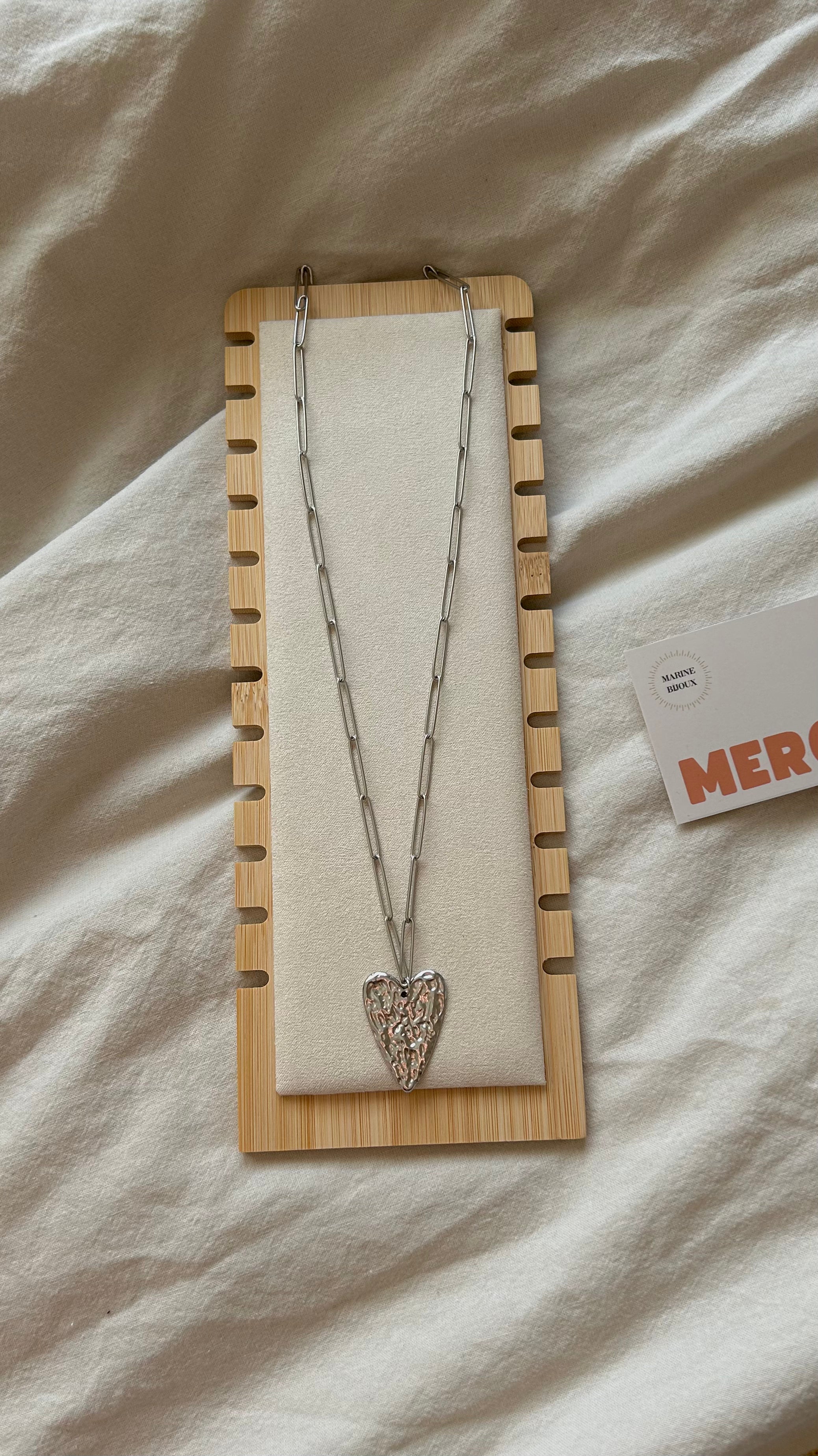 Sautoir coeur argenté