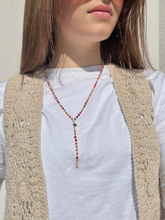 Collier chaine perlée en Y