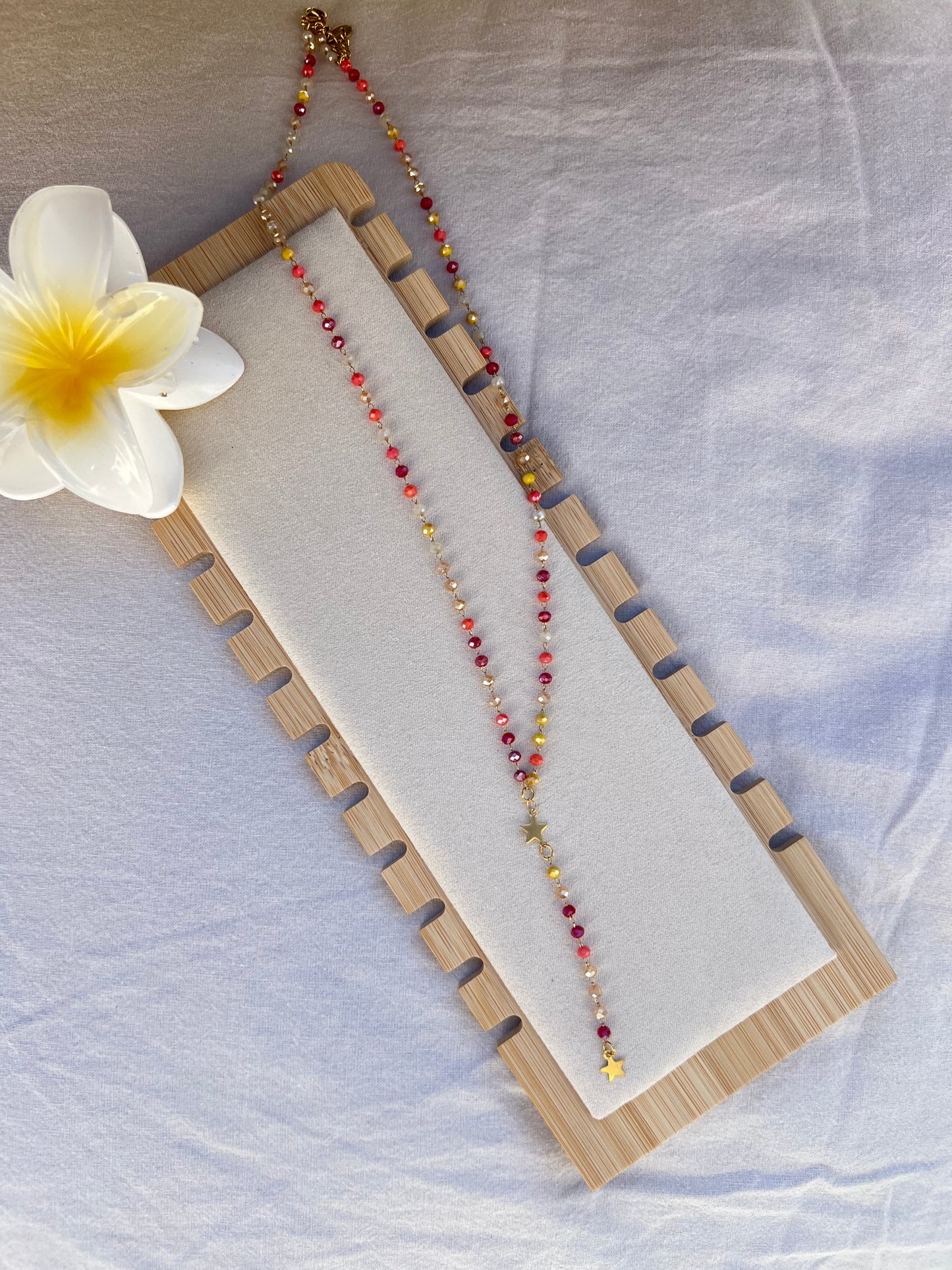 Collier chaine perlée en Y