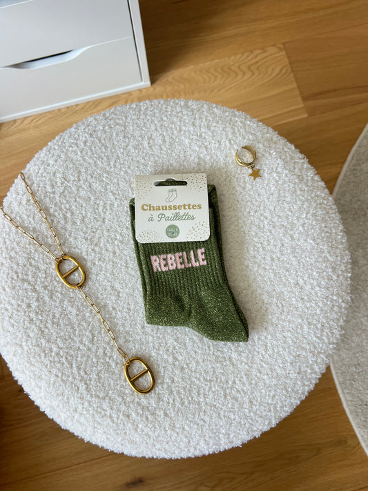 Chaussettes à paillettes « REBELLE »