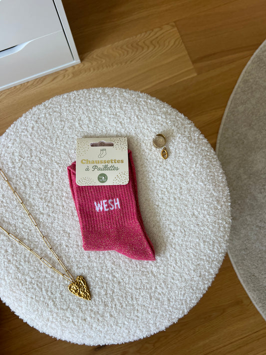 Chaussettes à paillettes « WESH »